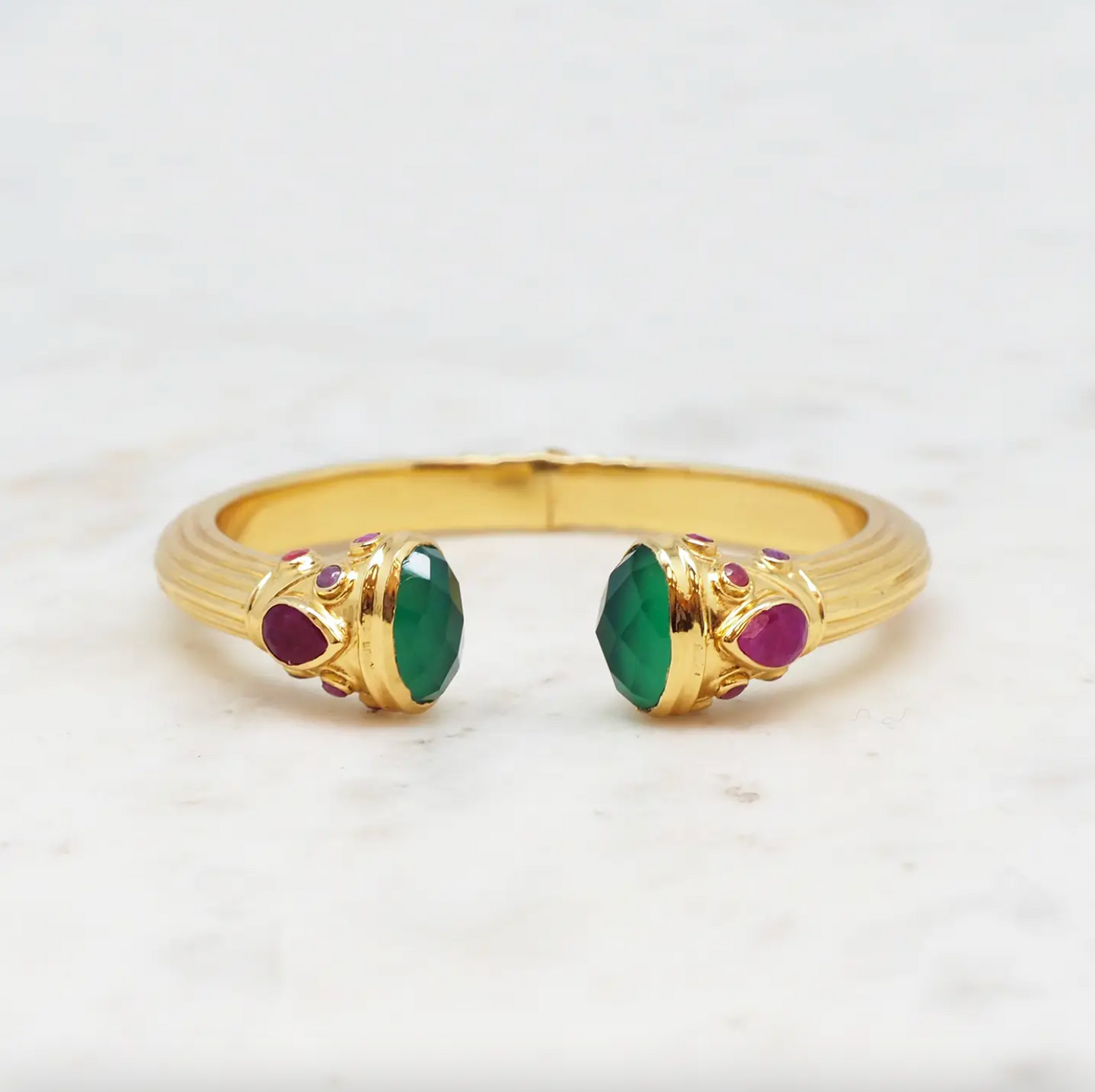 Heritage Bangle Green Onyx and Rubies by Niiki Paris