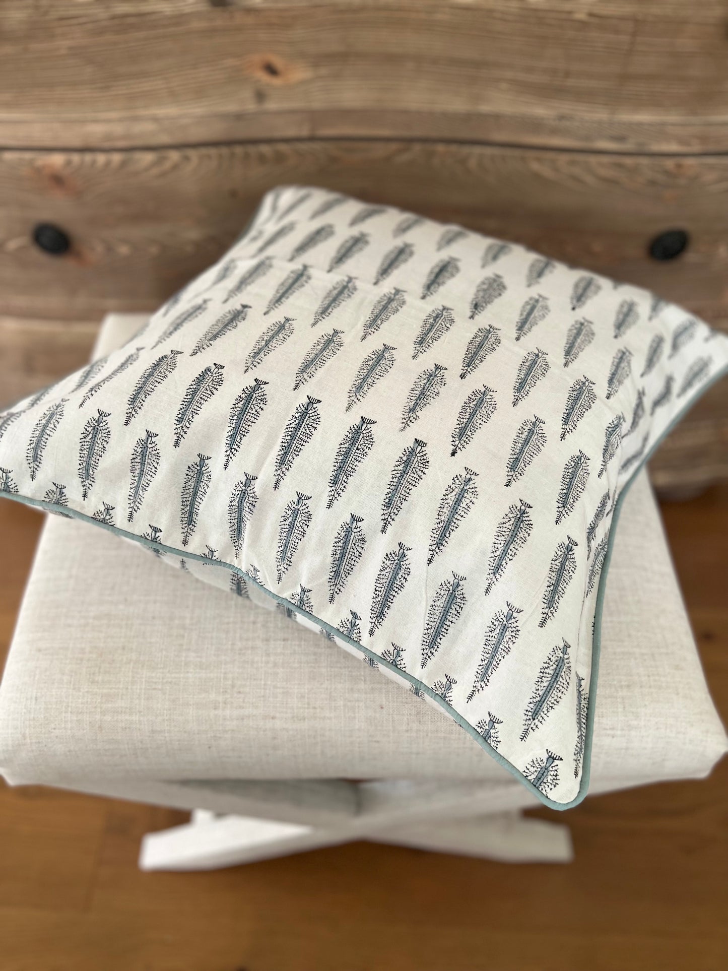 Cape Cod Grey Pine Pillow with Piping