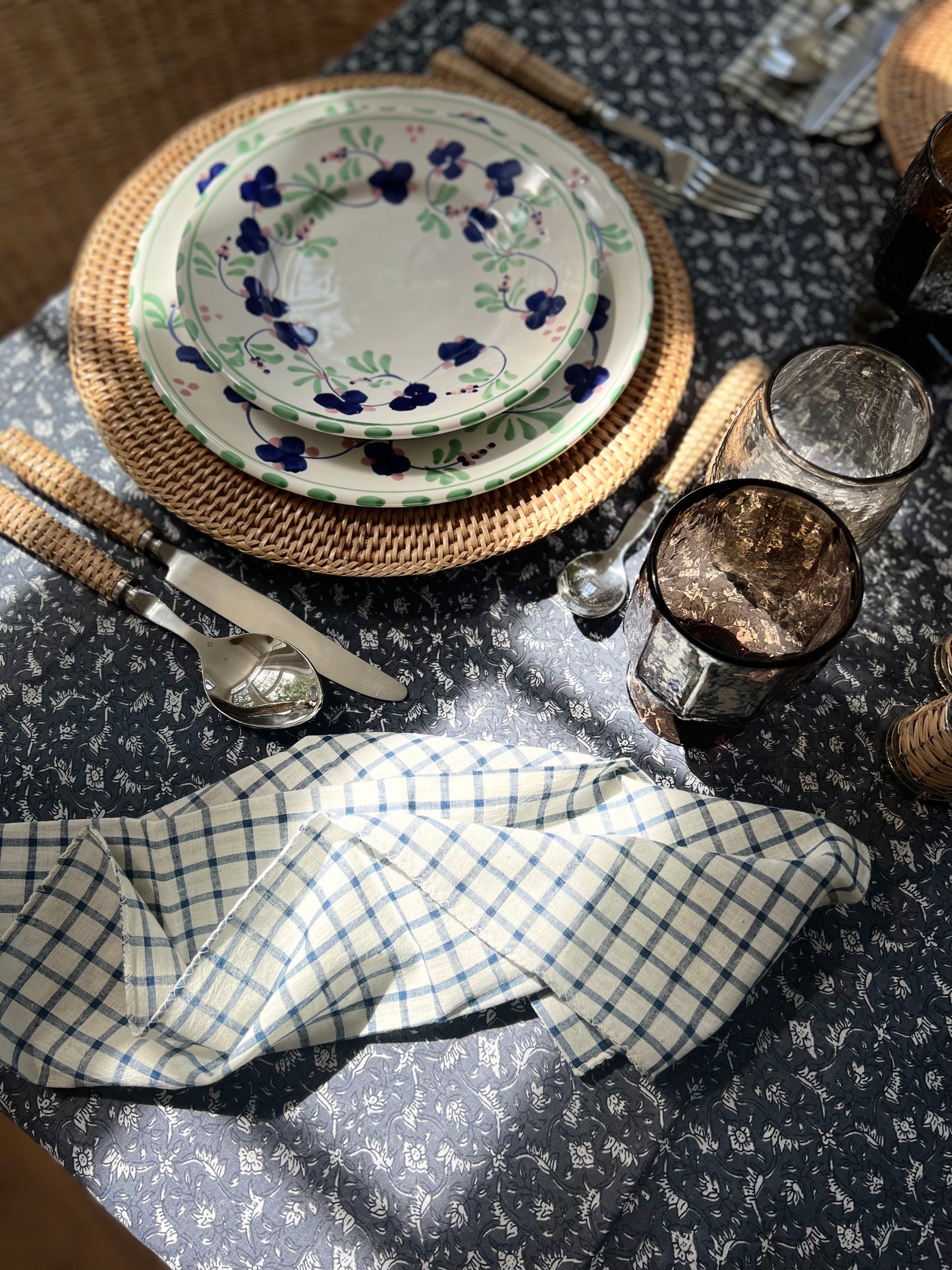 Spring Salad Plate Royal Blue and Green