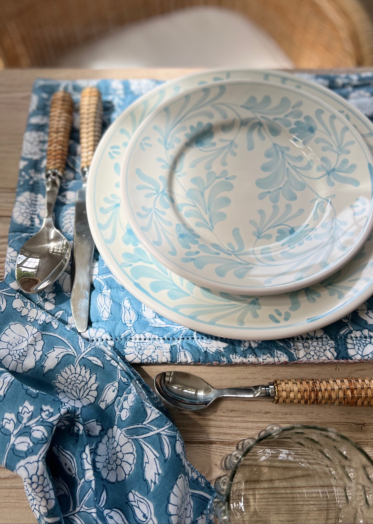 Flora Dinner Plate Azure Blue
