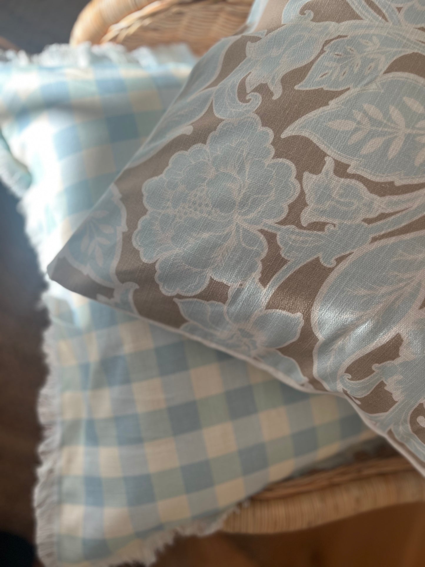 Kenna Sky Vintage Peony Block Print Pillow Cover