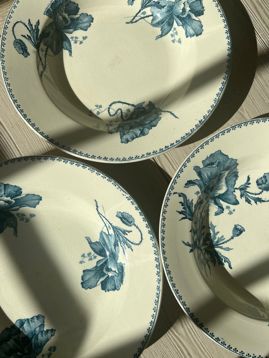 Set of 3 French Ironstone Soup Plates Feria by Sarreguemines