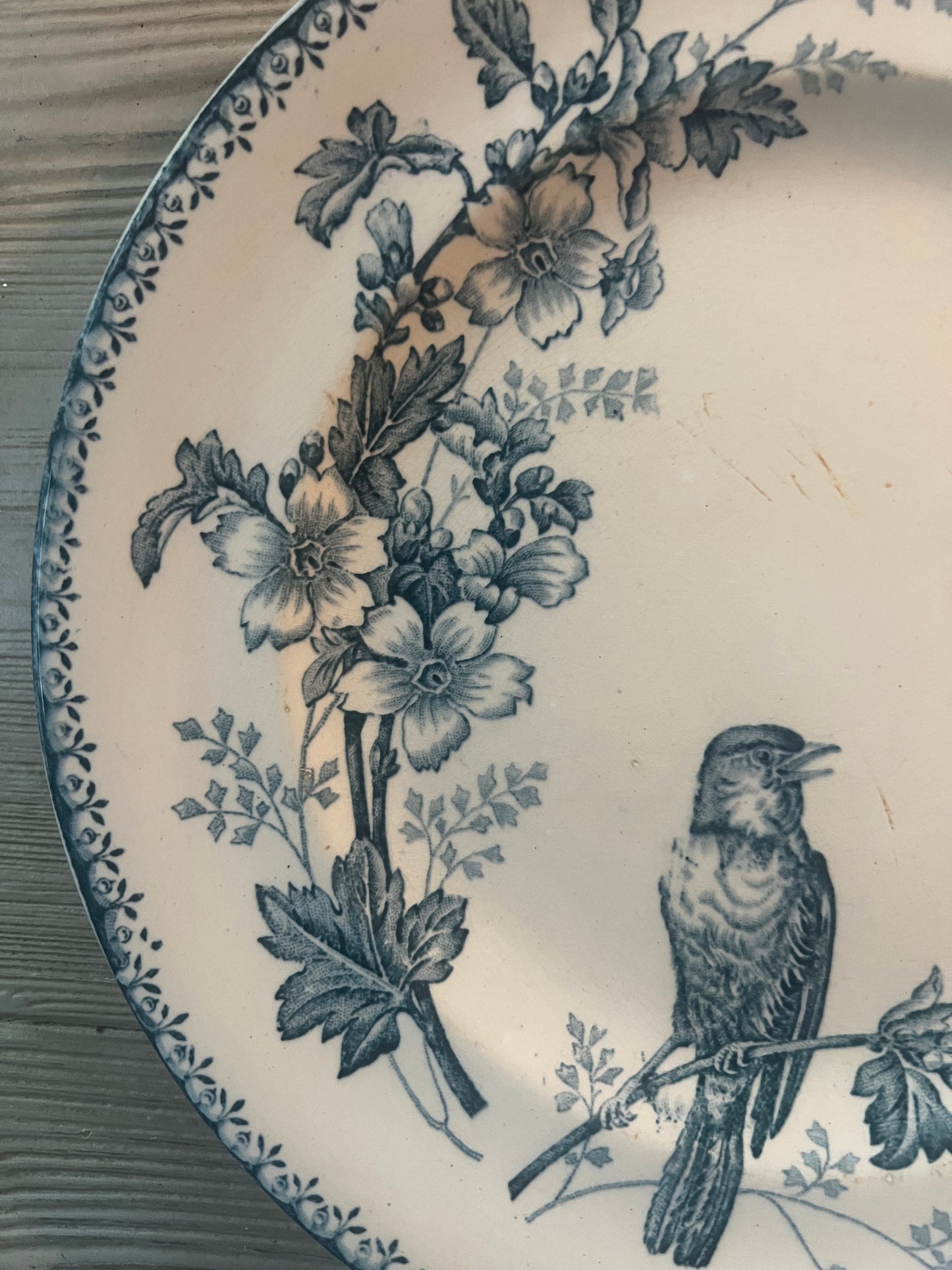 French Dinner Plate "Mésanges" by Longwy