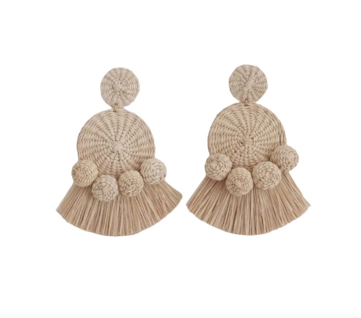 Raffia Long Earrings Natural