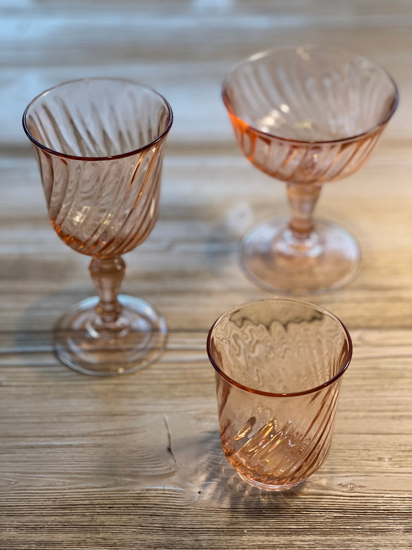 Set of 2 Pink Vintage Water Glasses "Rosaline" (Small)