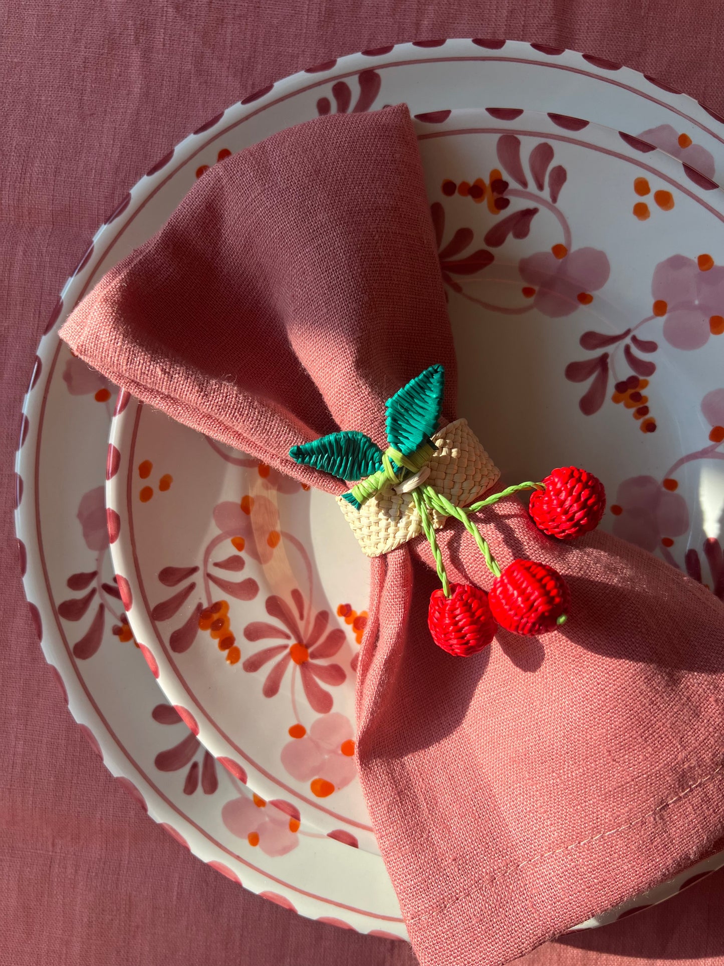 Cherry Raffia Napkin Ring