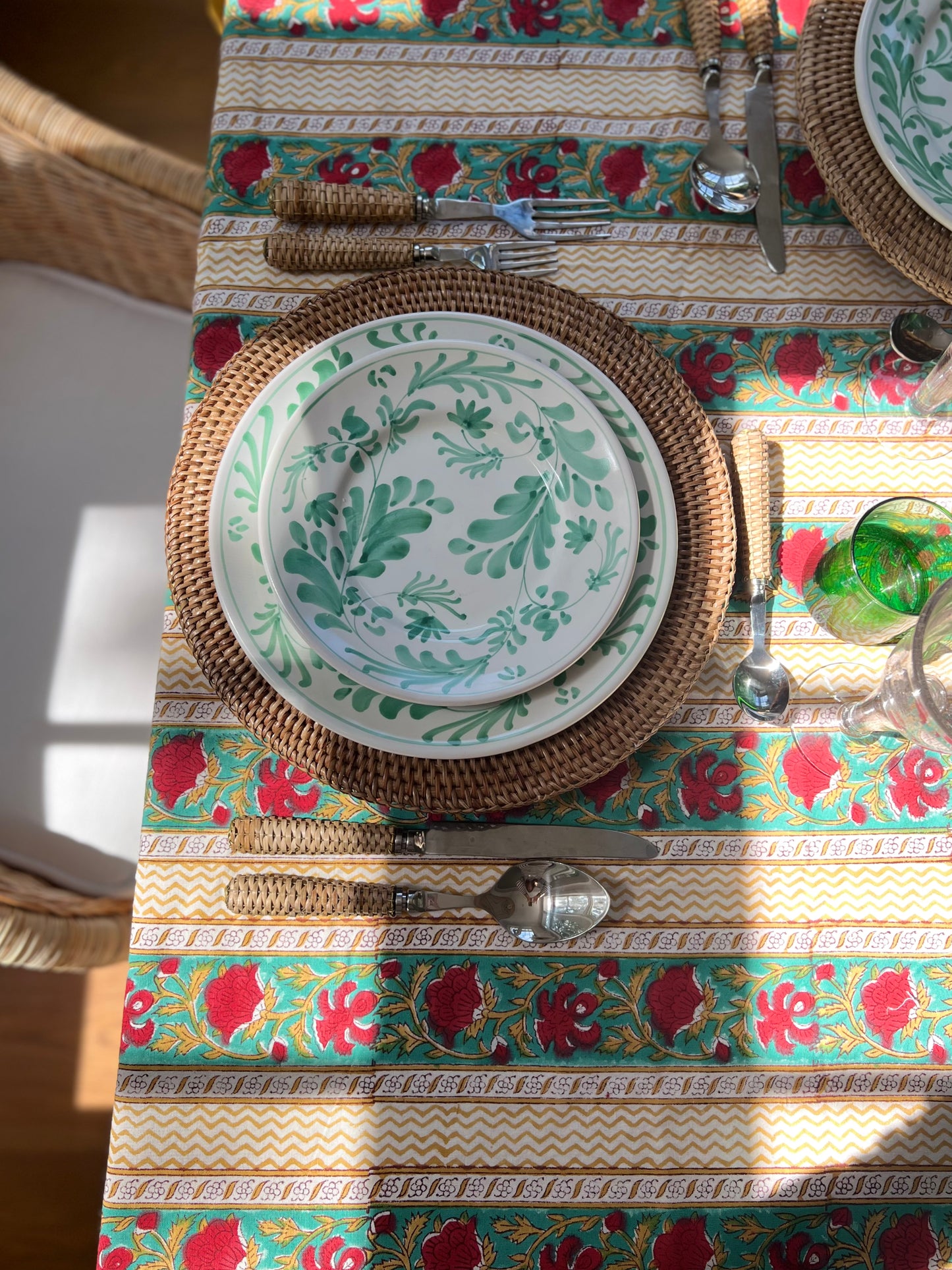 Rouge Provence Block Print Tablecloth (Large)