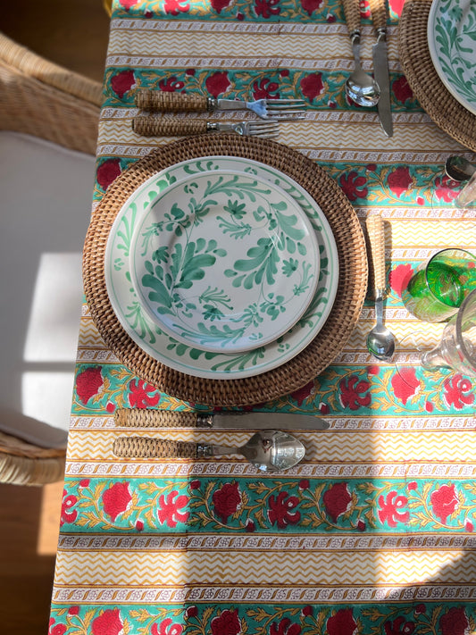 Rouge Provence Block Print Tablecloth (Large)