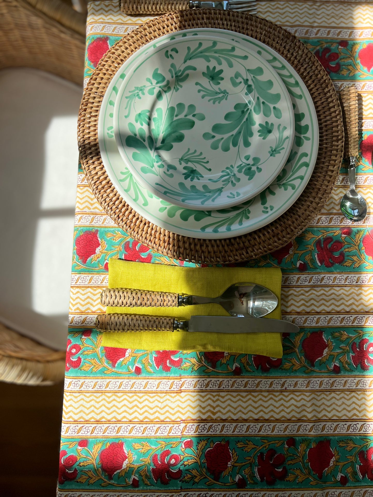 Rouge Provence Block Print Tablecloth (Large)