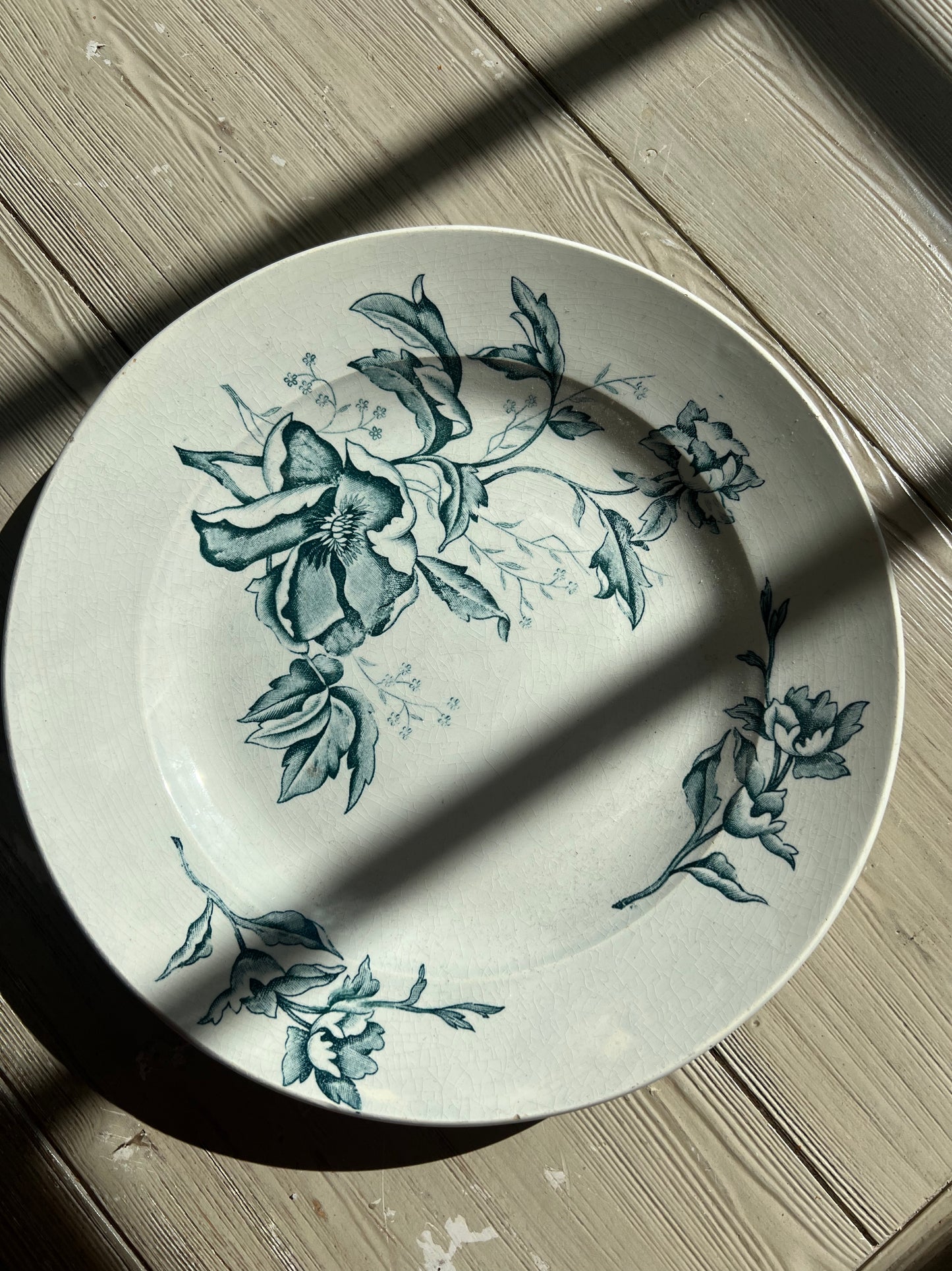 French Ironstone Plate, "Rose de Noël" Pattern