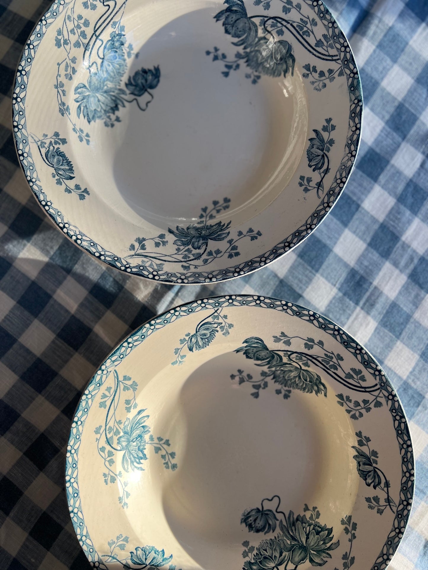 Set of 3 French Ironstone Soup Plates "Royat" by Sarreguemines