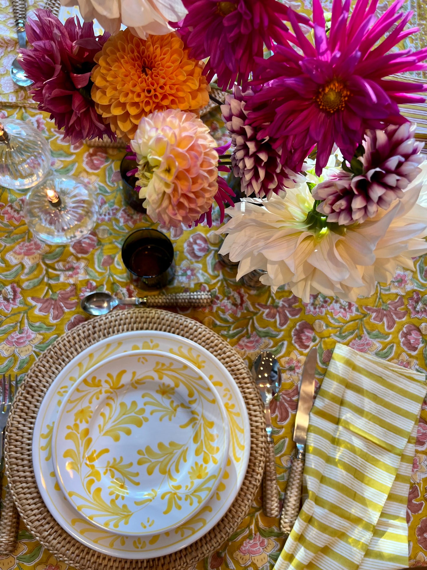 Bohemian Saffron Floral Tablecloth