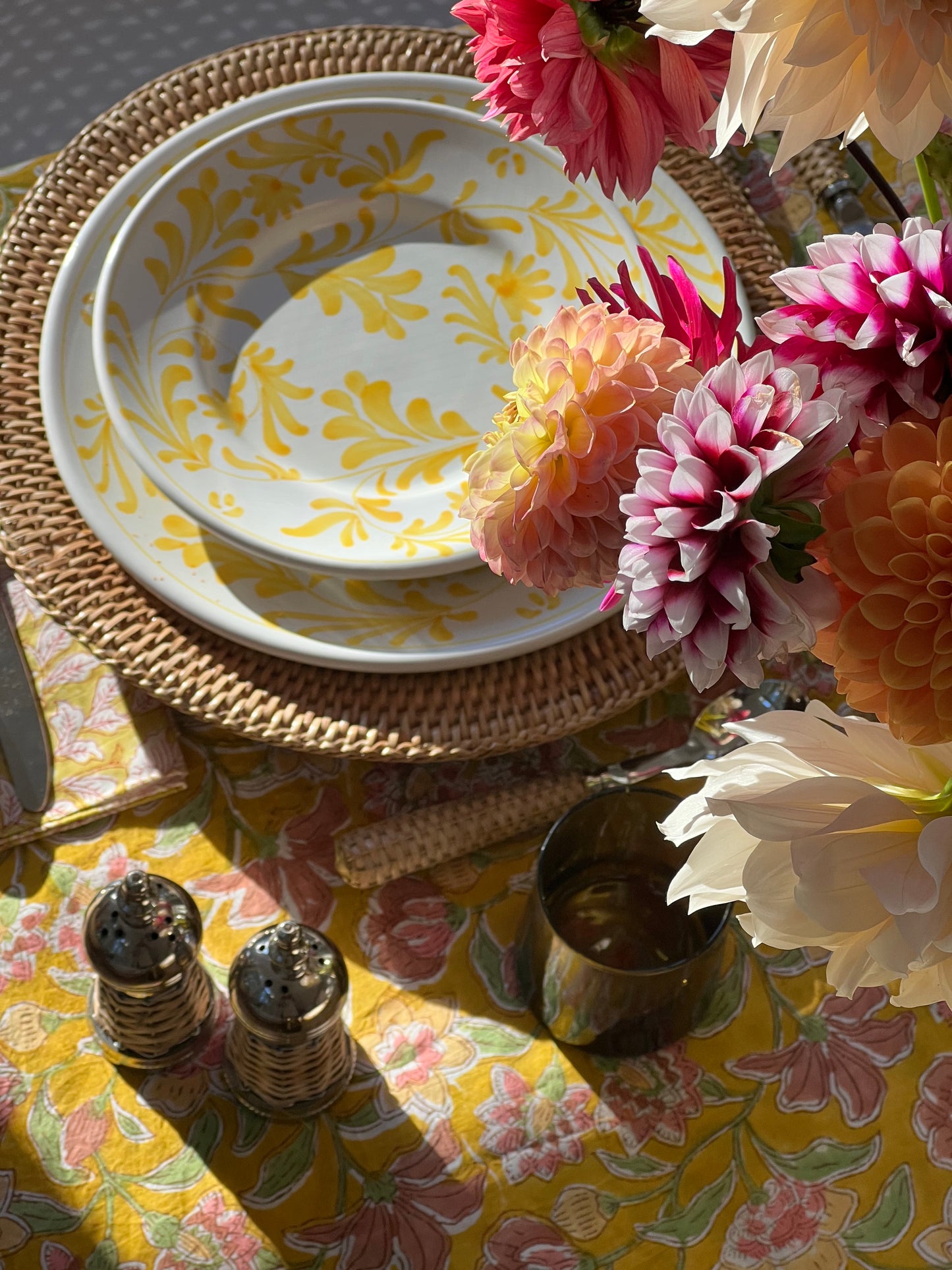 Bohemian Saffron Floral Tablecloth