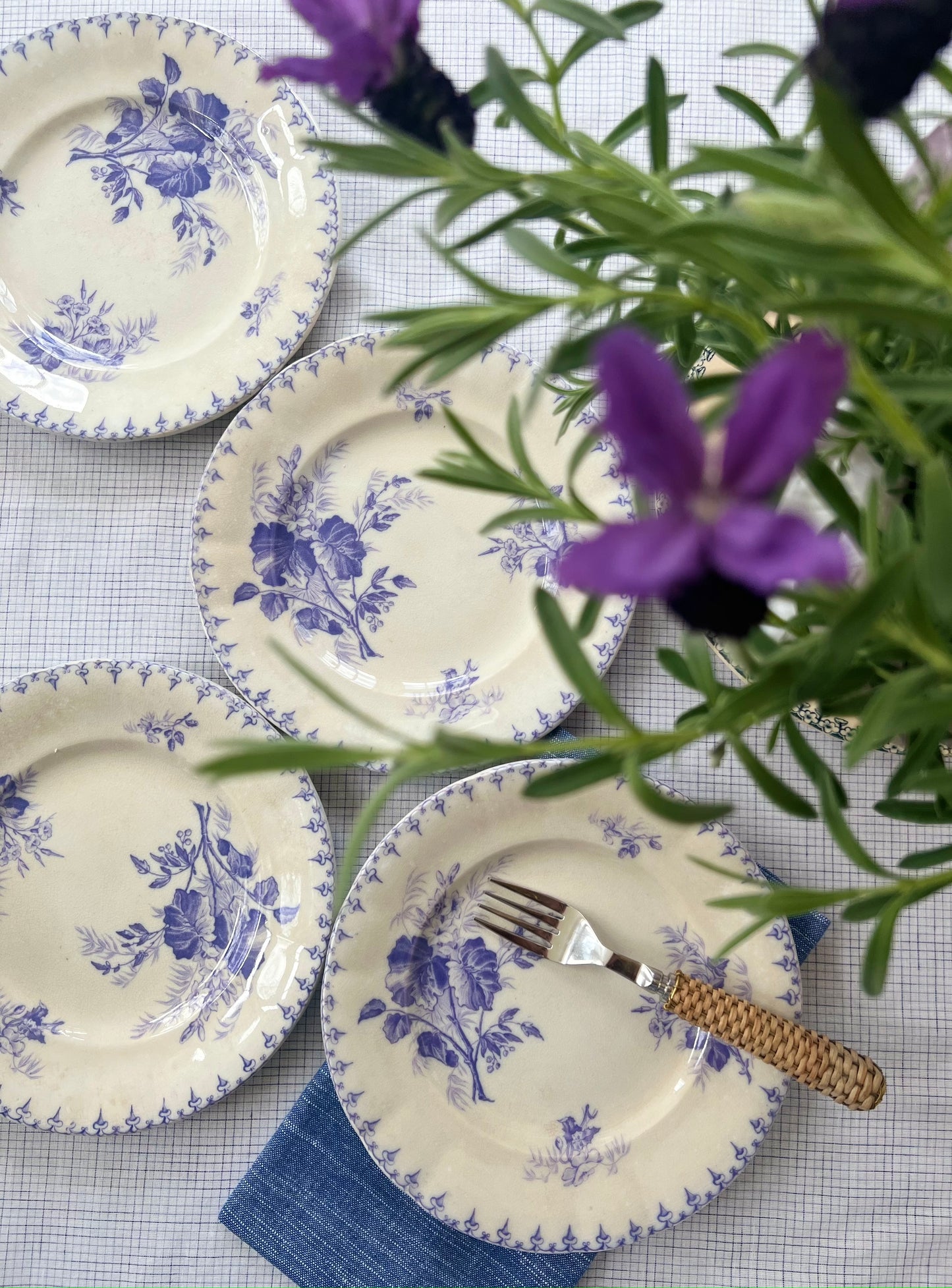 Set of 4 French Salad Plates "Flore" by Sarreguemines