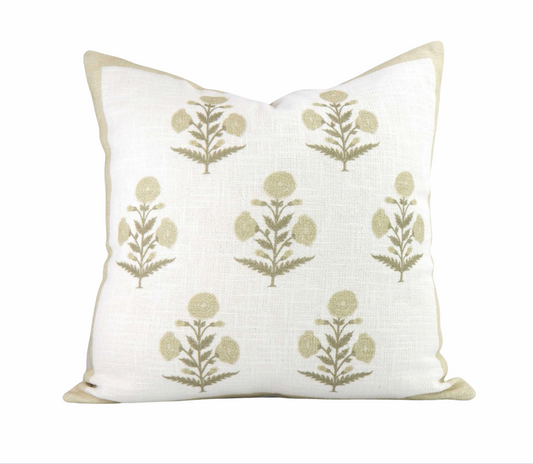 Seraphina Mughal Flower Pillow Cover in Sage