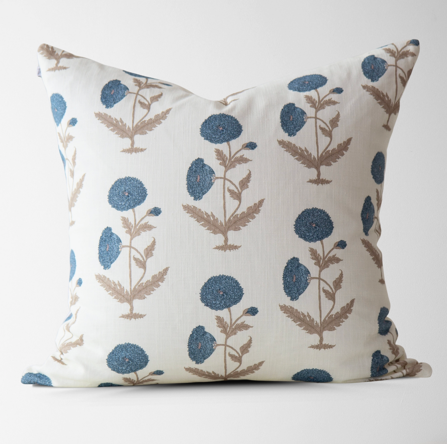 Daisy Blue Floral Block Print Pillow Cover