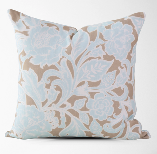 Kenna Sky Vintage Peony Block Print Pillow Cover