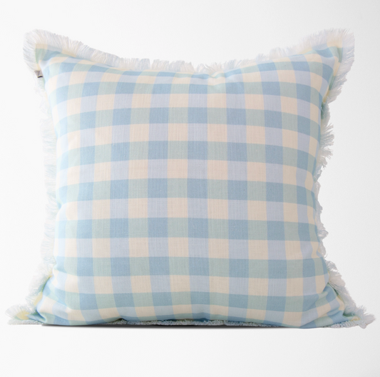 Idamae Sky Vintage Gingham Pillow Cover