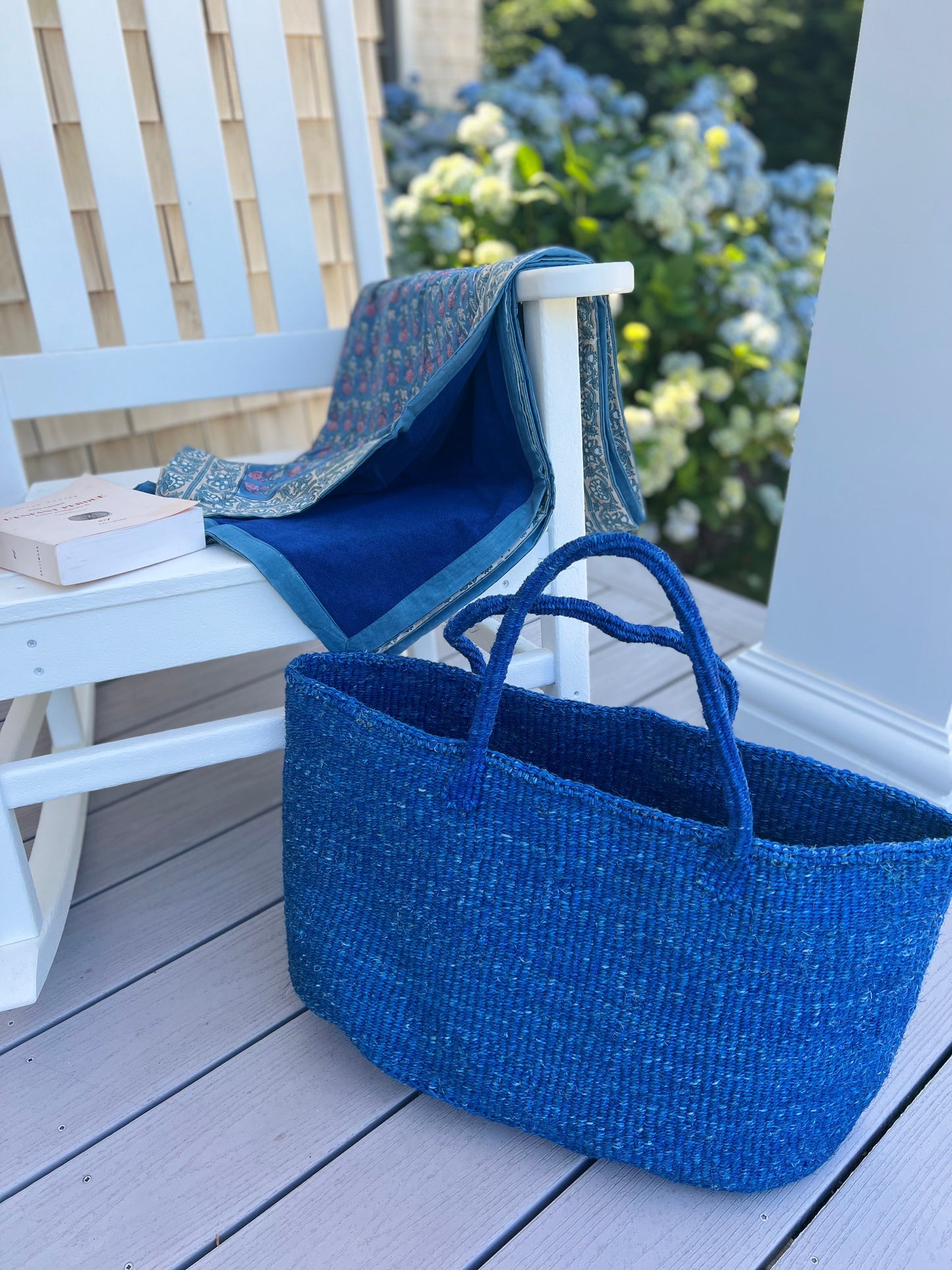 XL Sisal Woven Tote : Blueberry