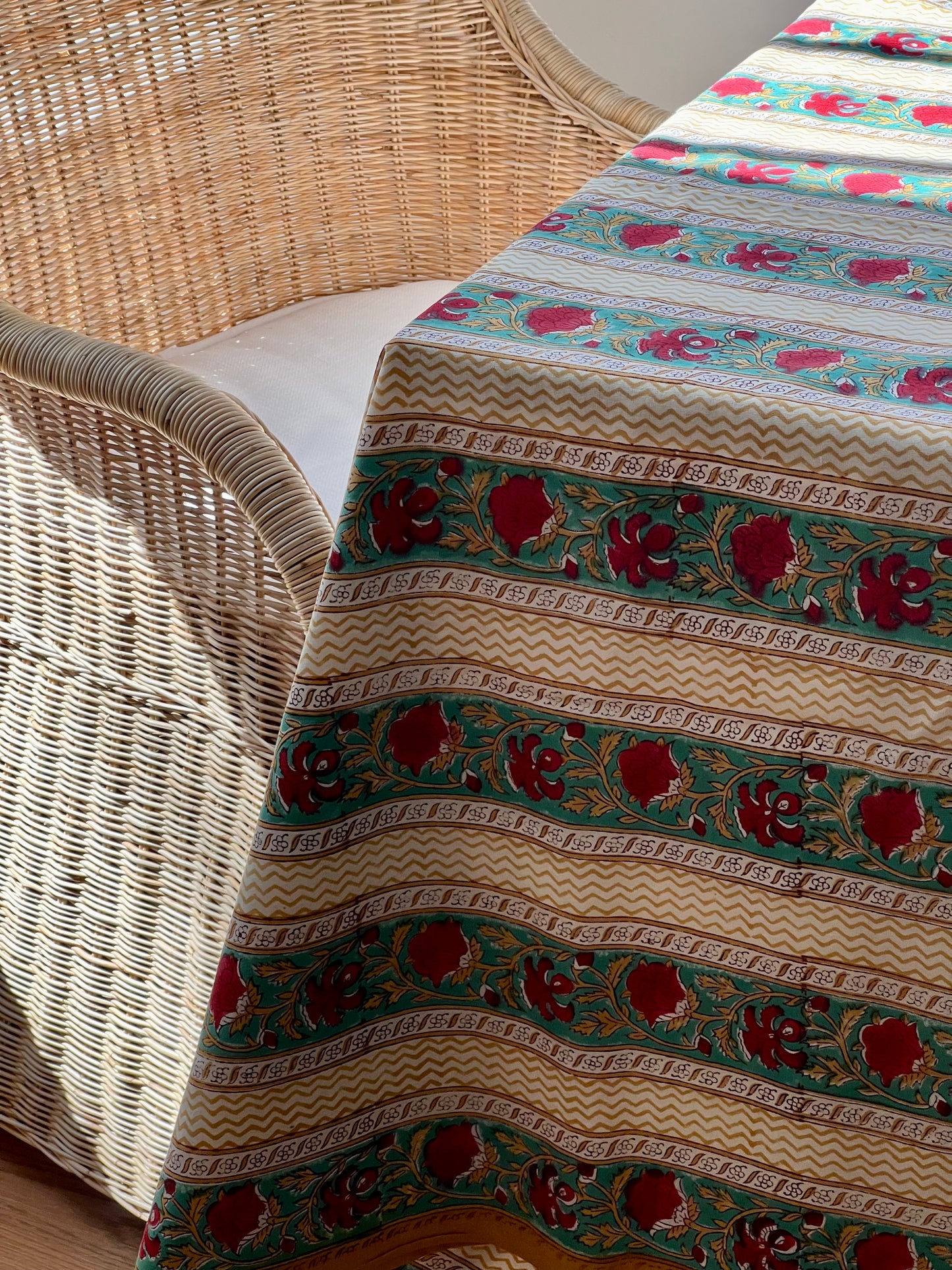 Rouge Provence Block Print Tablecloth (Large)