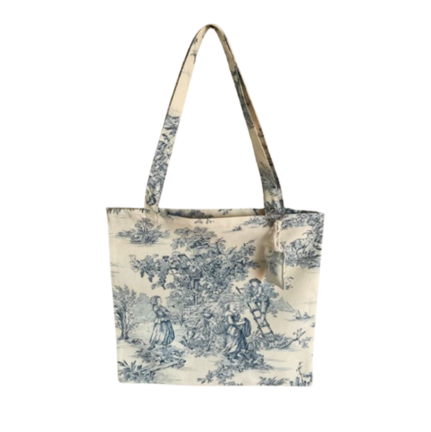 Blue and White French Toile de Jouy Tote Bag