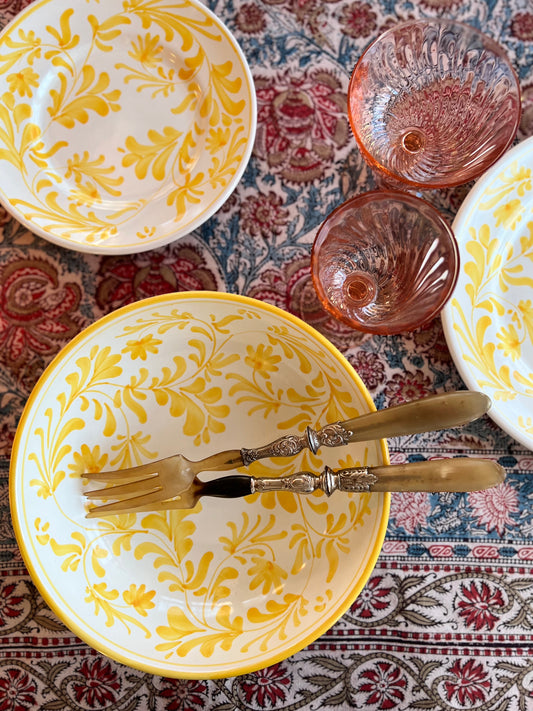 Juliette Floral Block Print Secondhand Square Tablecloth