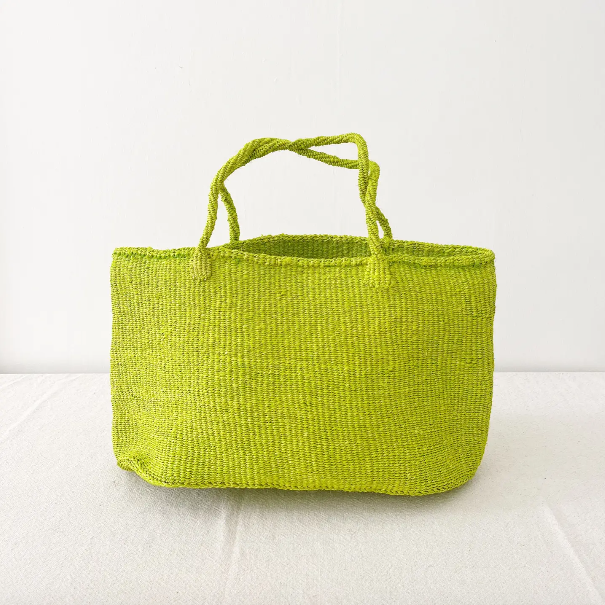 XL Sisal Woven Tote : Lime