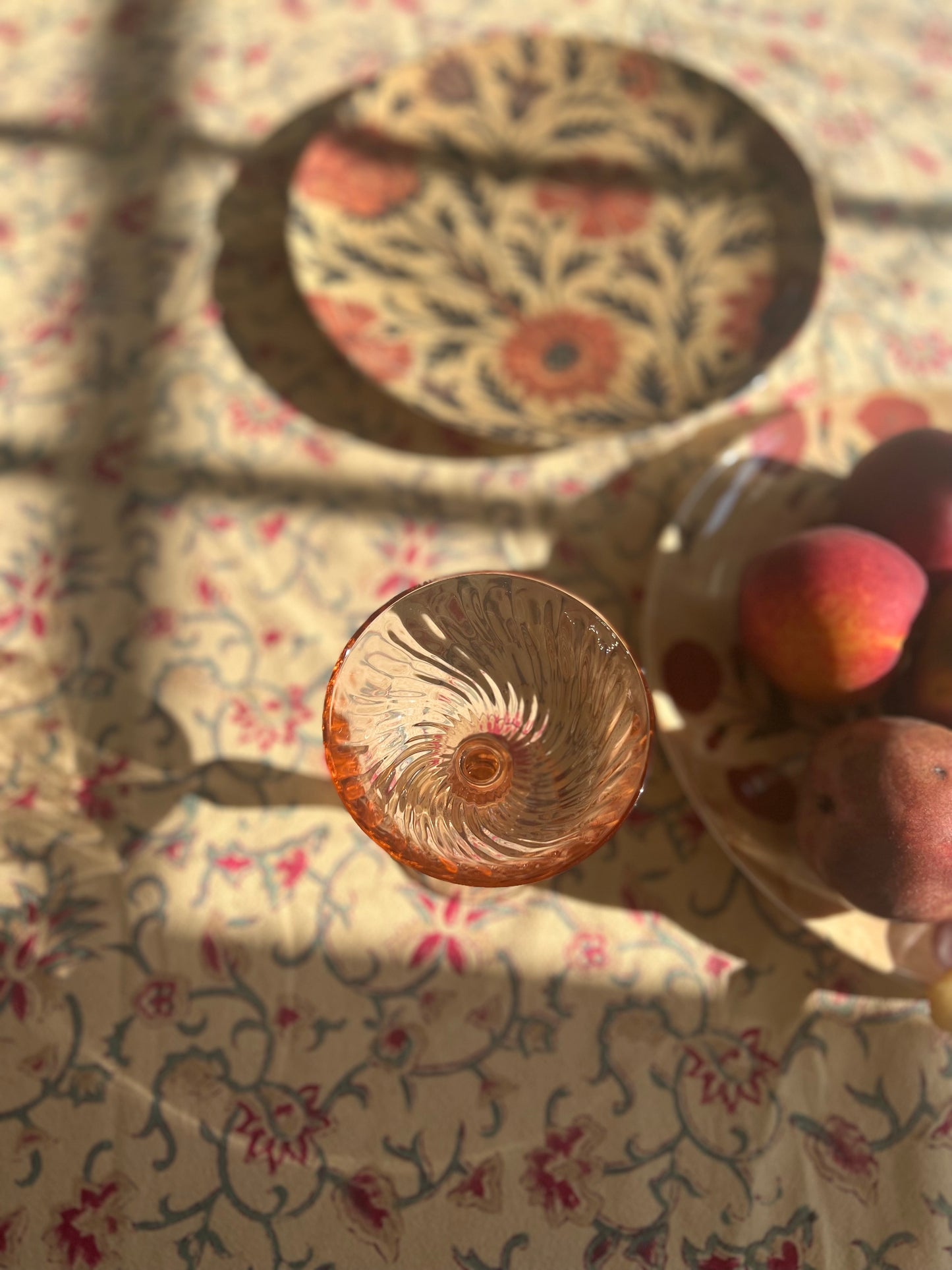 Soleil Floral Block Print Second-Hand Tablecloth