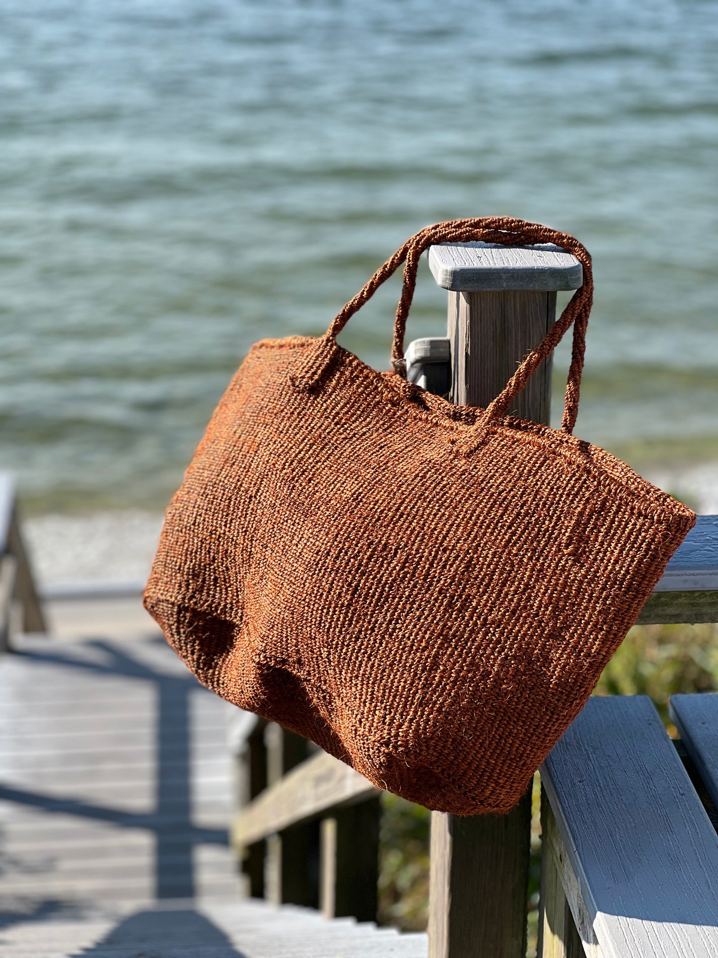 XL Sisal Tote: Rust