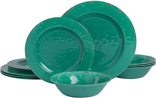 Melamine Dinnerware Set, Emerald Green