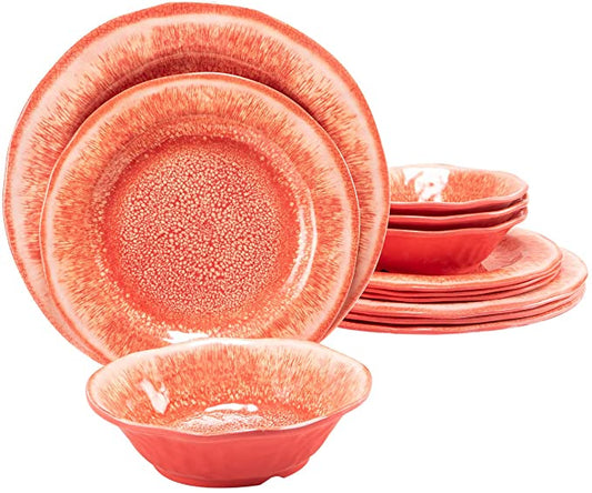 Melamine Dinnerware Set, Coral