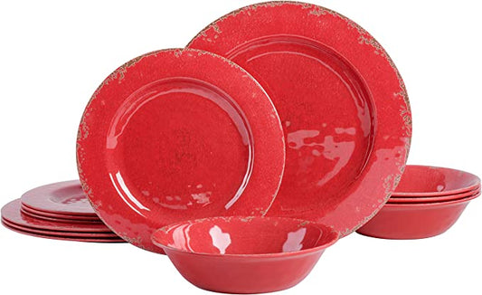 Melamine Dinnerware Set, Lobster Red