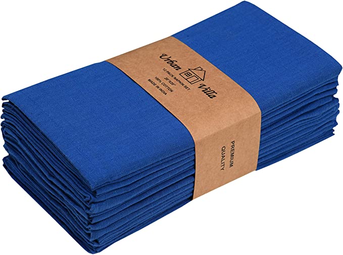 Set of 12 Royal Blue Over Sized Cloth Napkins