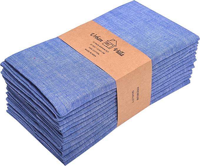 Set of 12 Chambray Over Sized Cloth Napkins Chambray