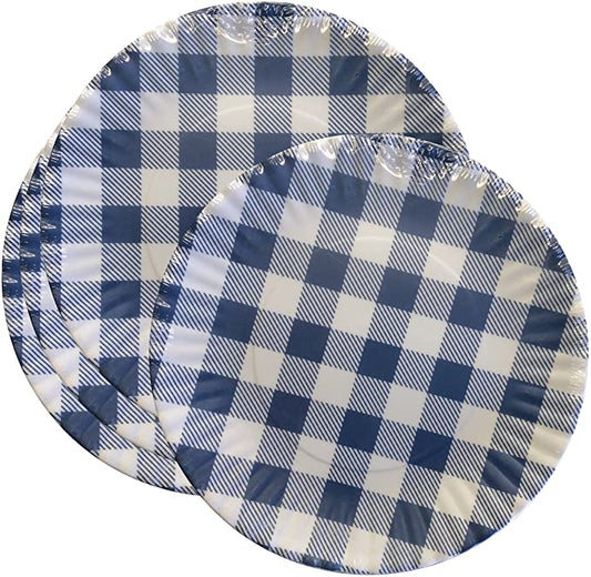 Blue & White Gingham Checkered Melamine Plates