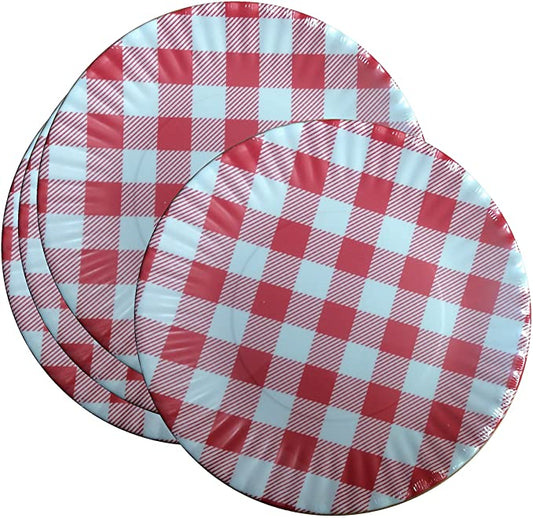 Red & White Gingham Checkered Melamine Plates