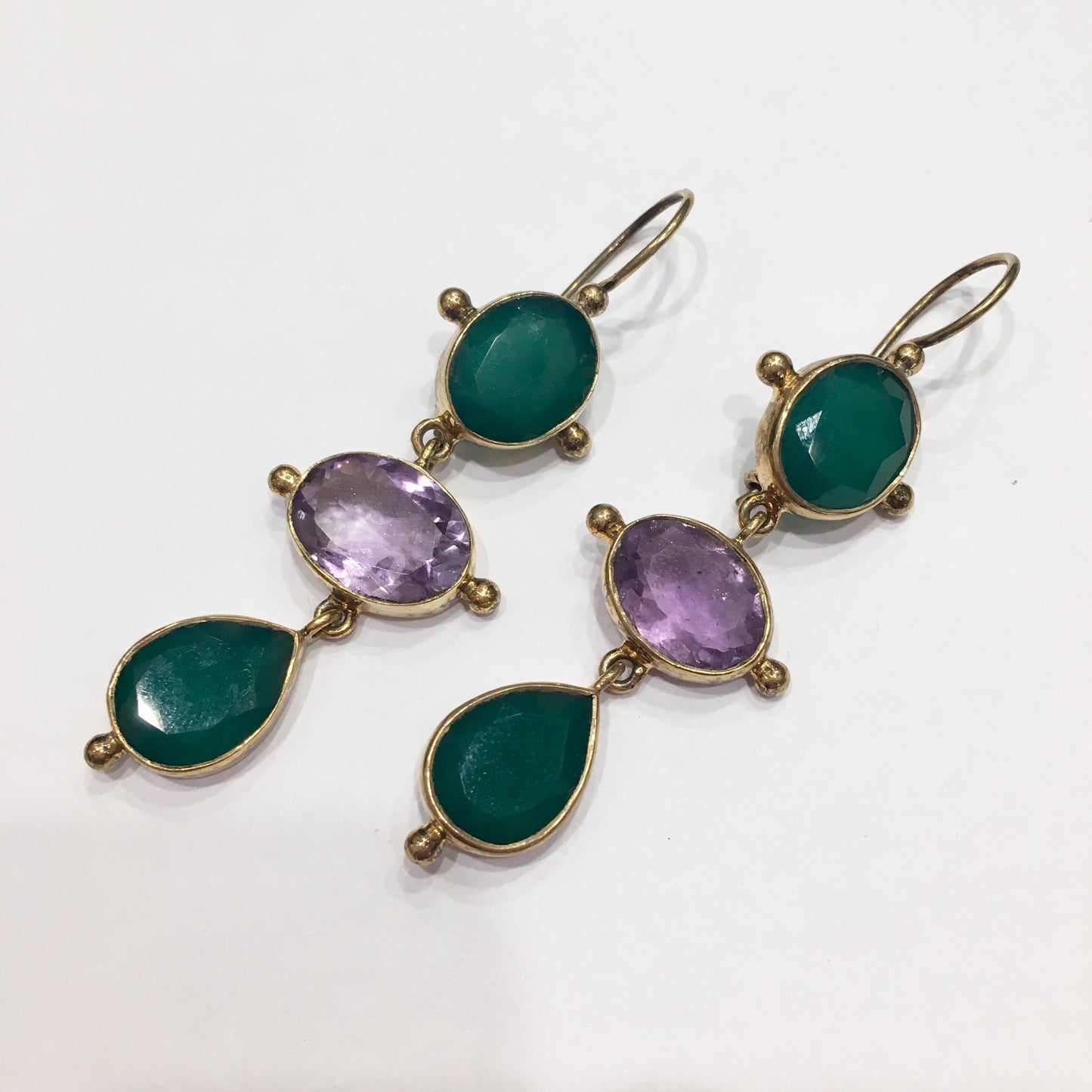 Amethyst and Green Agate Earrings