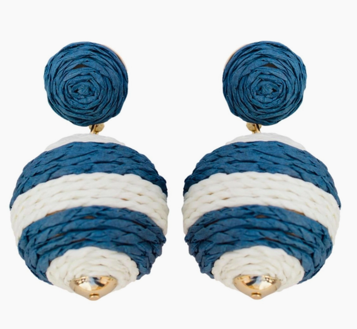 Navy and White Striped Lido Pom Poms