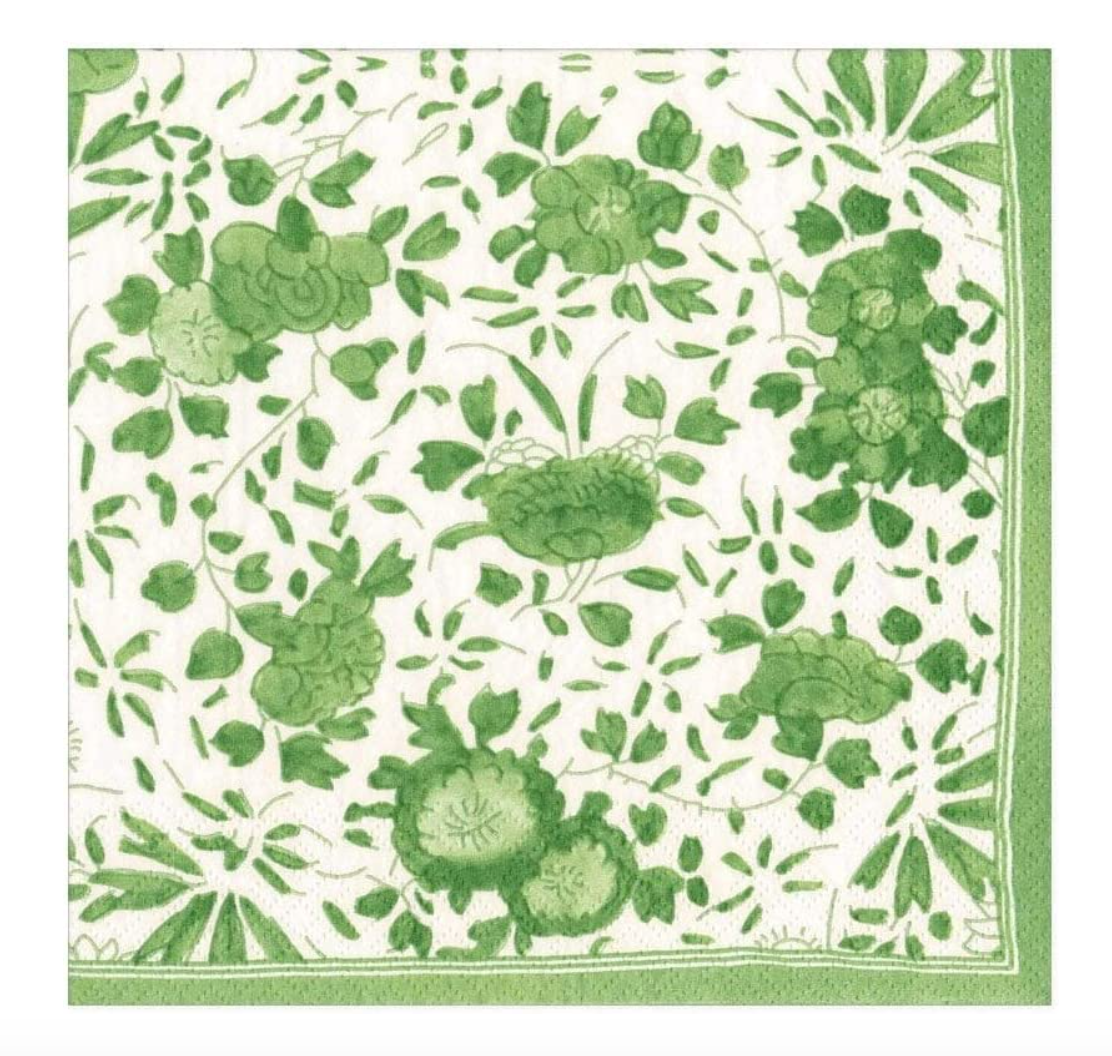 Caspari Delft Paper Luncheon Napkins in Green