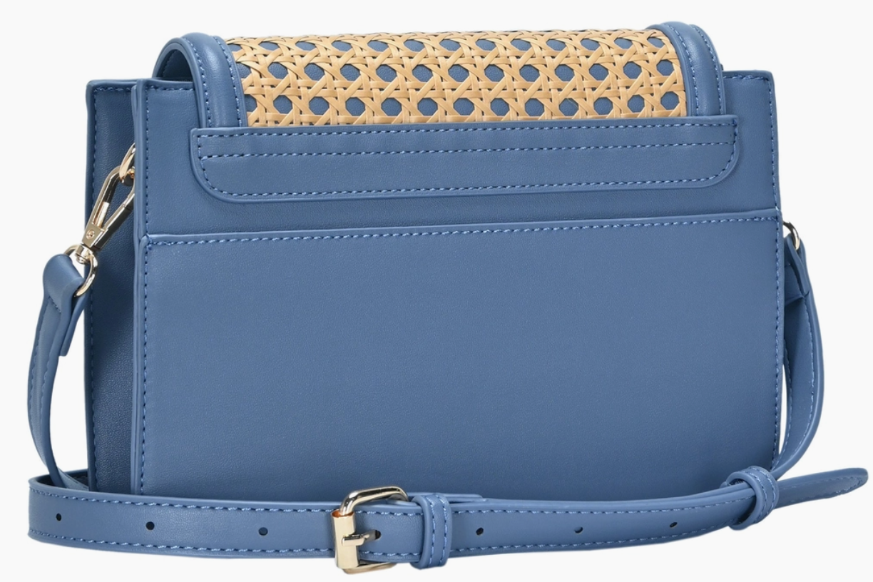 The Jolene Cane Weave Buckle Crossbody Blue