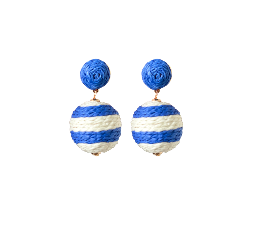 Blue and White Striped Lido Pom Poms