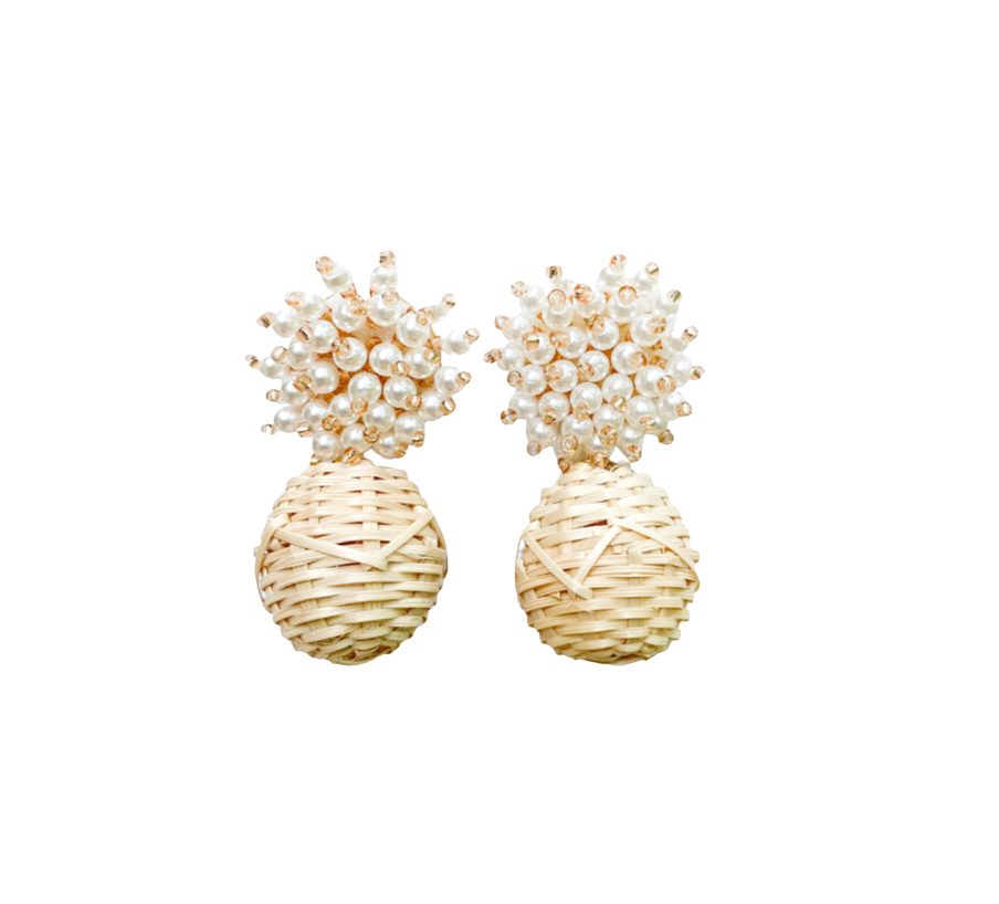 Julia Rattan Ball Earrings