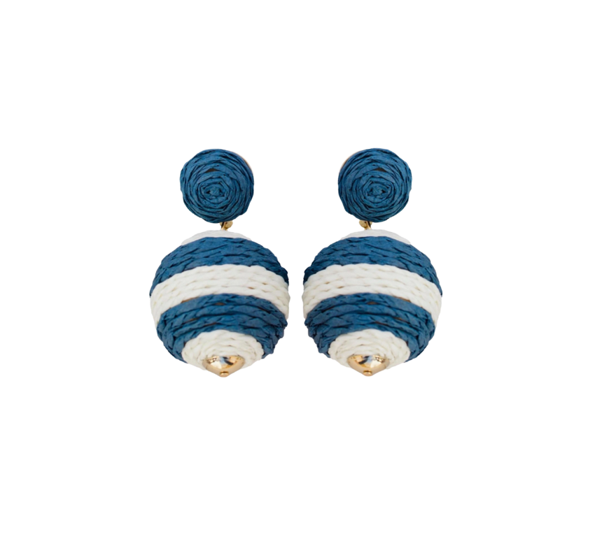 Navy and White Striped Lido Pom Poms