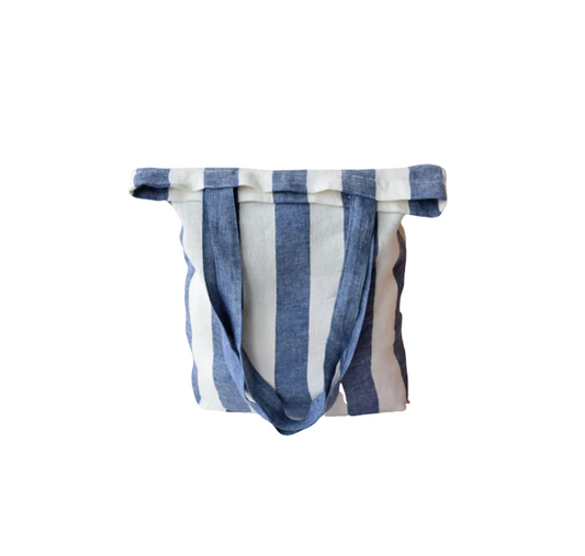 Linen Tote Bag Blue Stripes