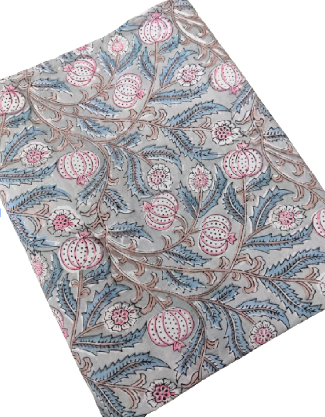 Sarong Blue Grey with Pink Flowers