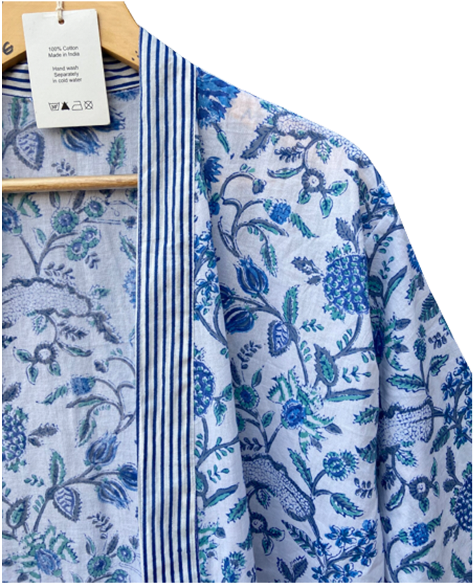 Nina Blue Foral Kimono