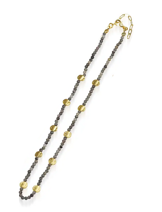 Labradorite Necklace with Mini Gold Plates