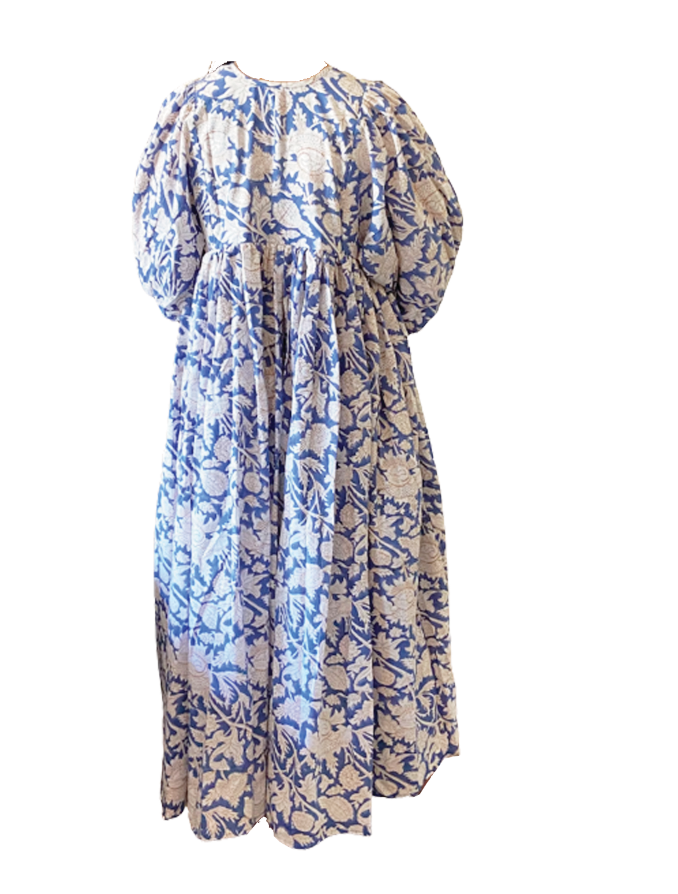 Juliette Floral Long Dress in Blue
