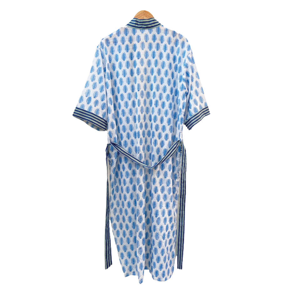 Lena Blue Palm Leaves Kimono