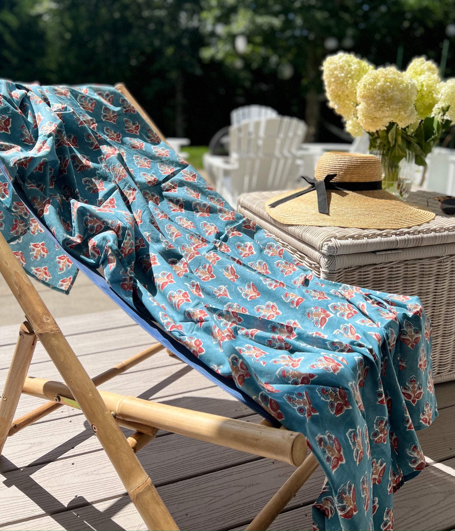 Sarong with Teal Blue Flowers